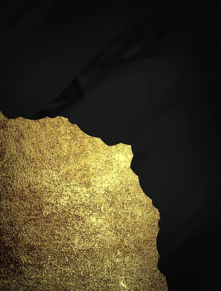 Texture noire avec plaque d'or usée dans le coin. Modèle de conception. Site de conception — Photo