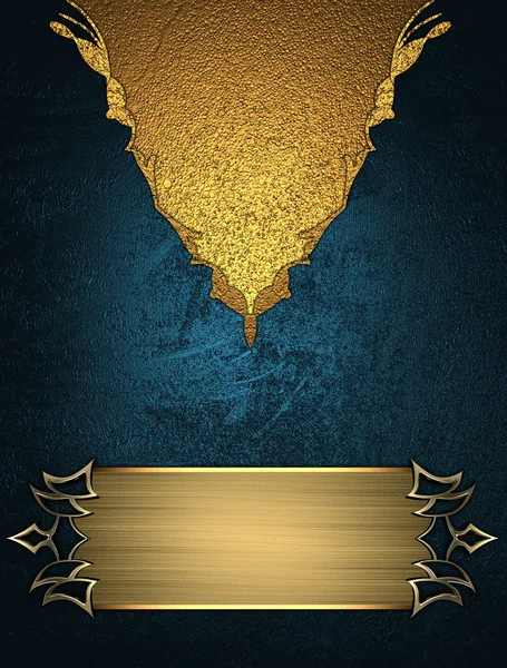 Μπλε φόντο με χρυσά στολίδια με χρυσό πλάκα. Πρότυπο για το σχεδιασμό. — Φωτογραφία Αρχείου