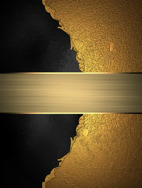 Modelo para design. Textura dourada abstrata com fundo preto com placa de identificação dourada — Fotografia de Stock
