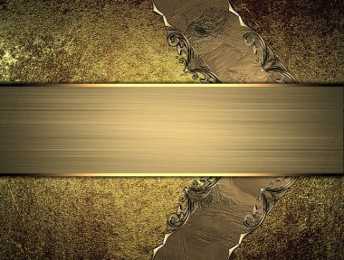 Metin şablonu. Grunge tasarım öğeleri altın plaka işareti ve süsleme