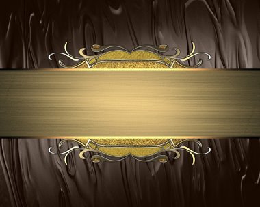 Tasarım şablonu. Güzel kahverengi zemin bir altın plaka ile süsleme