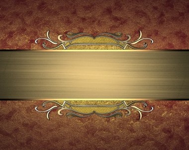 Tasarım şablonu. Güzel kırmızı arka plan ile bir altın tabak süsleme ile