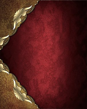 Soyut tasarım şablonu. Altın desenli açıları ile kırmızı arka plan