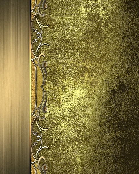 Grunge texture of old metal plate with gold edge. Pattern for decoration — Stock Photo, Image