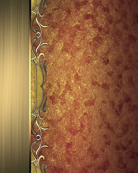 Red beautiful texture with gold ribbon with patterns. Pattern for decoration — Stock Photo, Image