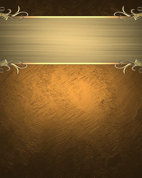 Медная гранж текстура с золотой лентой с узорами. Шаблон для украшения — стоковое фото