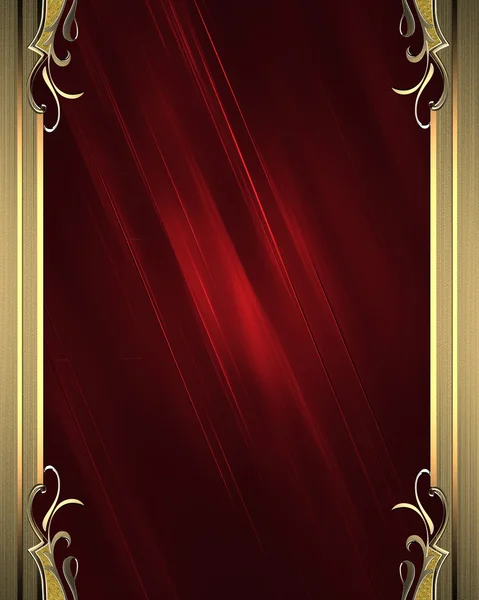 Red grunge background with golden frame. Design template — Stock Photo, Image