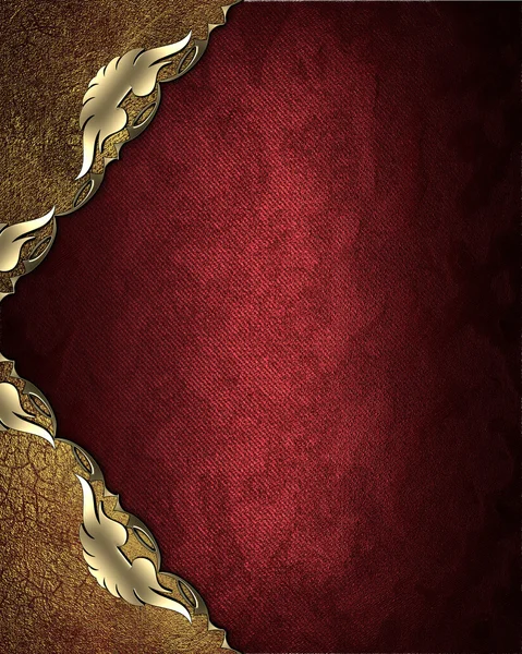 Modello astratto per il design. Fondo rosso con angoli decorati in oro — Foto Stock