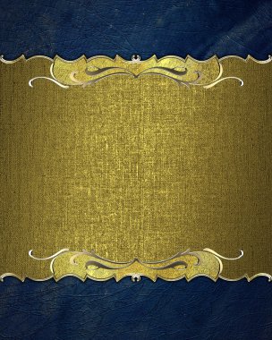 Tasarım için öğe. Tasarım şablonu. Mavi grunge zemin üzerine altın çerçeve