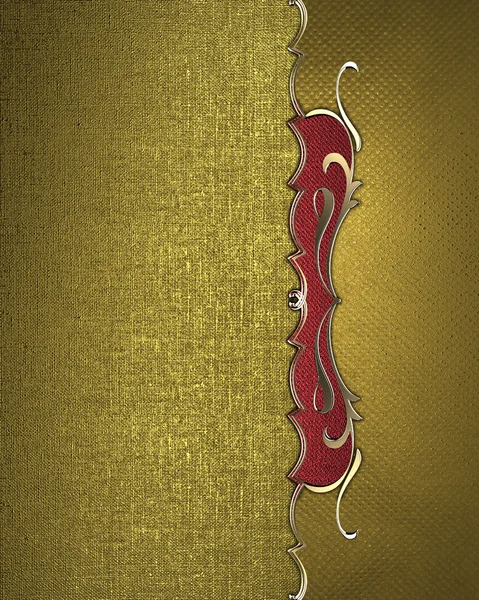 Elemento dorado para el diseño. Plantilla para diseño. Textura dorada con patrón rojo —  Fotos de Stock