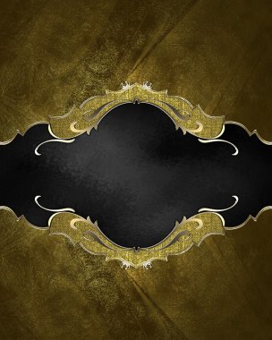 Tasarım için öğe. Tasarım şablonu. Altın süsler ve vurgu için siyah işareti Grunge sarı arka plan