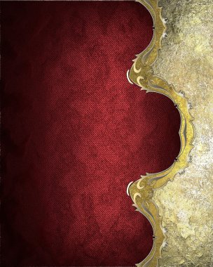 Tasarım için öğe. Tasarım şablonu. Kadife kırmızı arka plan ile altın bir kenar antikalar