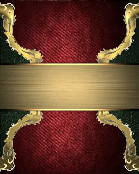Texture velluto rosso con bordo verde con finiture in oro. Texture velluto rosso con bordi verdi con finiture in oro — Foto Stock