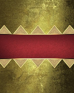 Tasarım için öğe. Tasarım şablonu. Soyut desen ve kırmızı tabela Grunge altın arka plan