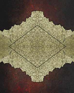 Tasarım için altın öğe. Tasarım şablonu. Grunge kırmızı arka plan ile altın soyut öğe