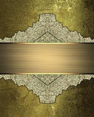 Tasarım için altın öğe. Tasarım şablonu. Grunge Sarı metal altın süsler ve etiket işareti ile