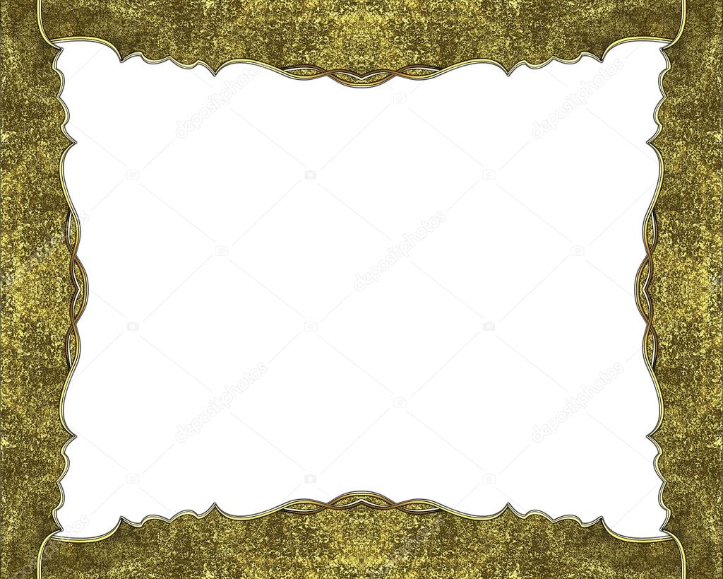 Element for design. Template for design. Grunge golden frame on a white background