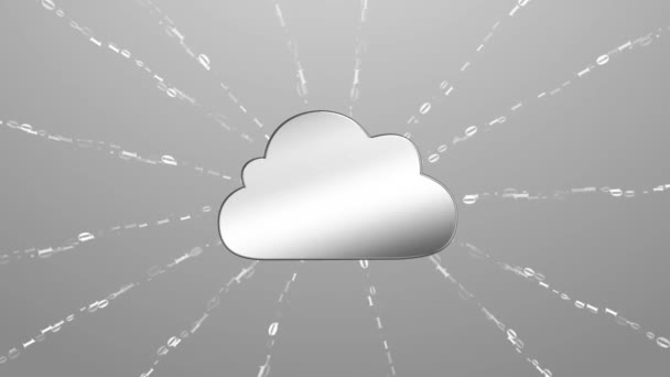 Computação em nuvem feita com conceito de código binário. Fluxo de informações para a nuvem — Vídeo de Stock
