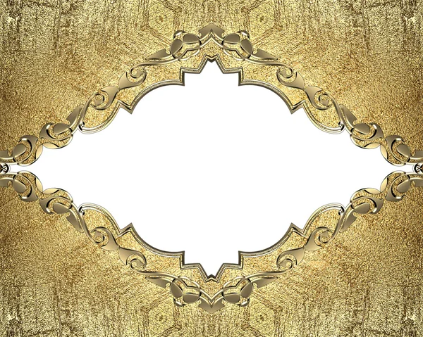 Elemento para el diseño. Plantilla para diseño. Marco antiguo con patrón de oro sobre fondo blanco —  Fotos de Stock