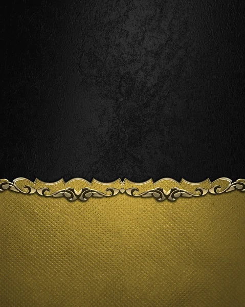 Element for design. Template for design. Black velvet background with yellow bottom with gold pattern — Stock Photo, Image