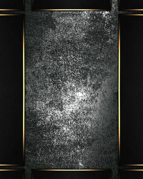 Metall fondo maltrecho con marco negro con bordes de oro — Foto de Stock