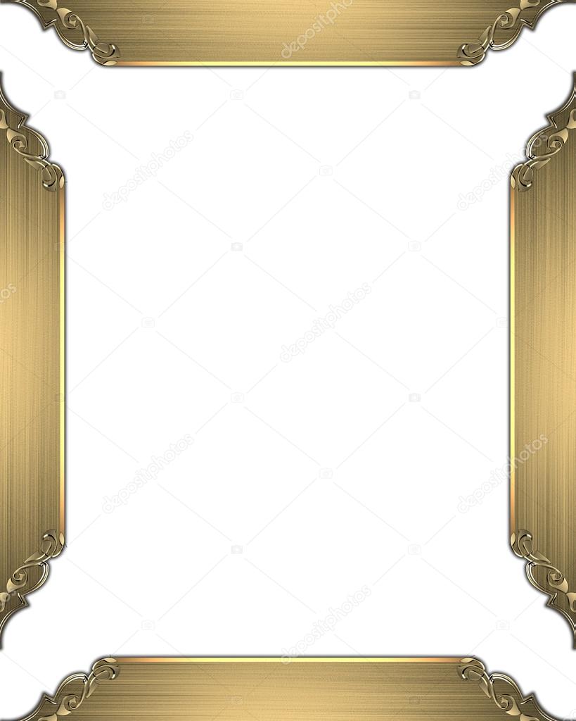 Element for design. Template for design. White background with gold frame