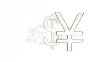 Yen para birimi ile farklı işaretler. Euro, dolar, sterlin, yen