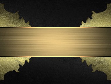 Düzensiz kenarlı altın şerit ile siyah arka plan. Tasarım şablonu. Tasarım sitesi