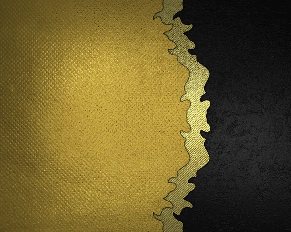 Goldene Textur mit schwarzem Rand mit Goldbesatz. Designvorlage. Designseite — Stockfoto