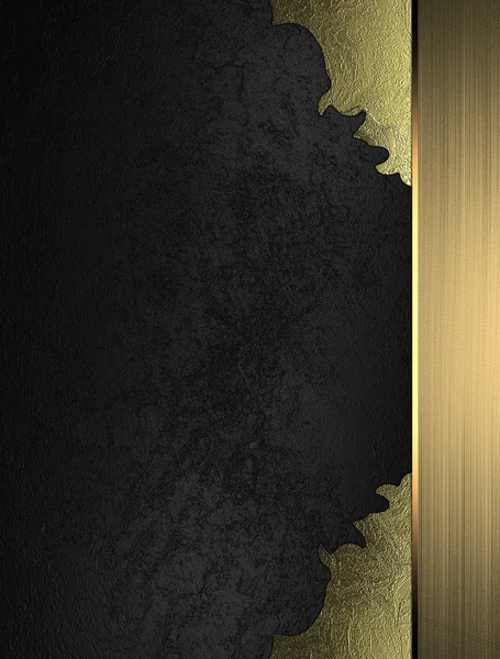 Fondo nero con bordi frastagliati con nastro d'oro. Modello di design. Sito di progettazione — Foto Stock
