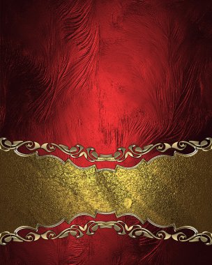 Kırmızı arka plan ile altın tabela ve dekoratif trim. Tasarım şablonu. Tasarım sitesi