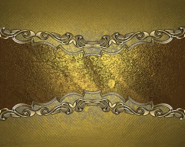 Grunge altın arka plan ile altın tabela ve dekoratif trim. Tasarım şablonu. Tasarım sitesi