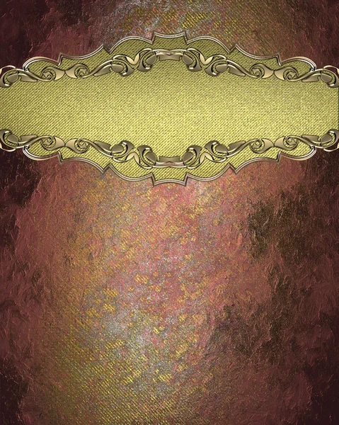 Розовый фон с вывеской из золота с декоративными краями. Дизайн шаблона. Дизайн сайта — стоковое фото