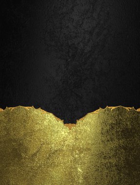 Velvet black background with a gold ornament inscription. Template for design. Abstract grunge background.