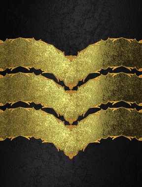 Velvet black background with a gold ornament inscription. Template for design. Abstract grunge background.