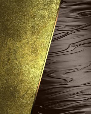 Grunge yellow background with brown wavy plate. Element for design. Template for design. Abstract grunge background.
