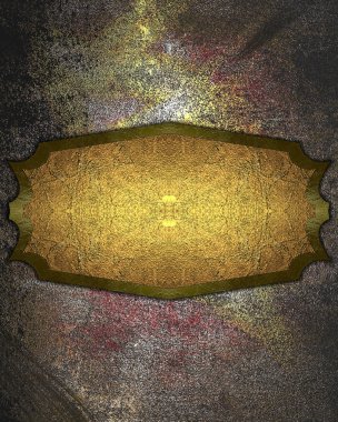 Grunge background with antique gold plate. Element for design. Template for design. Abstract grunge background.