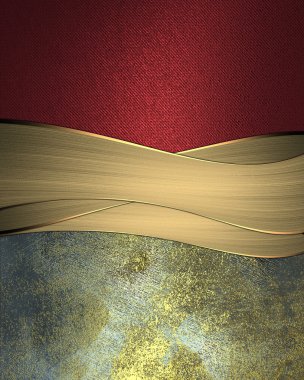 Metin için altın kıvırcık şeritler ile kırmızı grunge arka plan. Tasarım öğesi. Tasarım için şablon. 