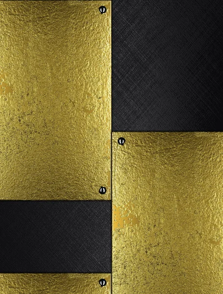 Fondo nero con inserti in oro. Elemento per il design. Modello per il design . — Foto Stock