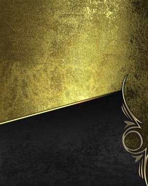 Grunge altın arka plan siyah dekorasyonu ile. Tasarım için öğe. Tasarım şablonu. reklam broşür veya duyuru davet, arka plan için alanı Kopyala