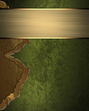 Grunge green texture with a golden ornaments. Element for design. Template for design. copy space for ad brochure or announcement invitation, abstract background