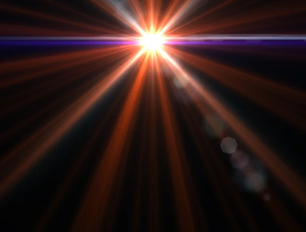 Formgivningsmall - stjärna, solen med bländning. strålar bakgrund. — Stockfoto