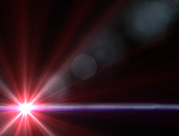 Designvorlage - Stern, Sonne mit Linsenschlag. Strahlen Hintergrund. roter und blauer Stern — Stockfoto