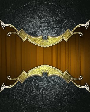 Dark shabby background with gold edges on a brown background. Element for design. Template for design. copy space for ad brochure or announcement invitation, abstract background