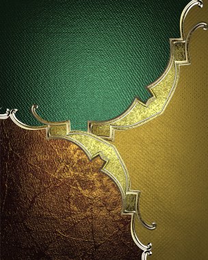 Green, gold and red grunge background with gold pattern. Element for design. Template for design. copy space for ad brochure or announcement invitation, abstract background