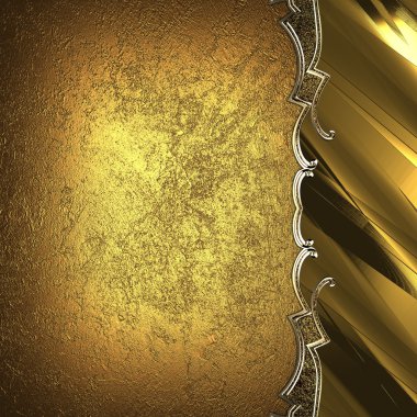 Gold plate with gold trim on yellow grunge background. Element for design. Template for design. copy space for ad brochure or announcement invitation, abstract background