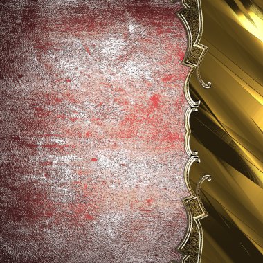 Gold plate with gold trim on red grunge background. Element for design. Template for design. copy space for ad brochure or announcement invitation, abstract background