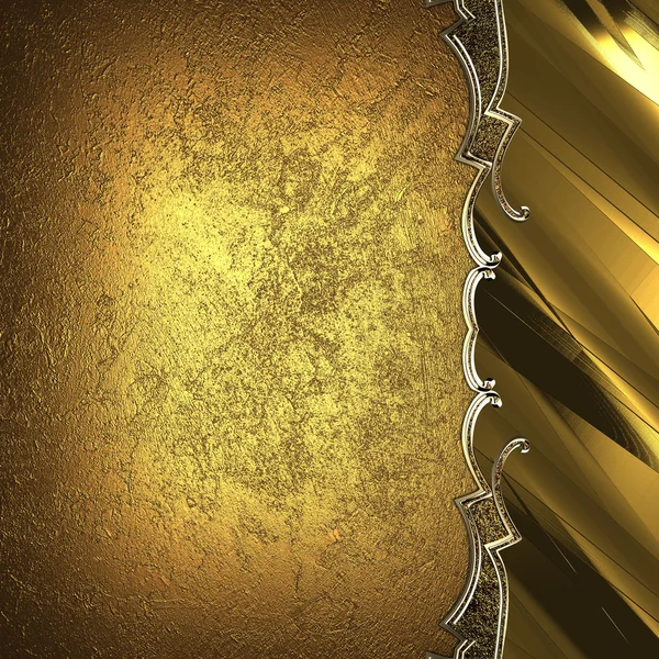 Gold plate with gold trim on yellow grunge background. Element for design. Template for design. copy space for ad brochure or announcement invitation, abstract background — Stock Photo, Image