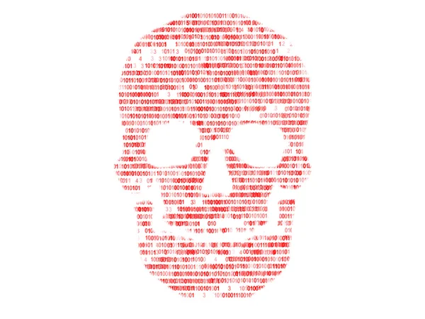 กะโหลกไบนารีโค้ด ค้นหารหัสที่เป็นอันตราย — ภาพถ่ายสต็อก