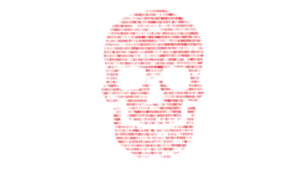 Concept of computer security. The skull of the hexadecimal code. Pirate online. Cyber criminals. Hackers cracked the code — Stock Video